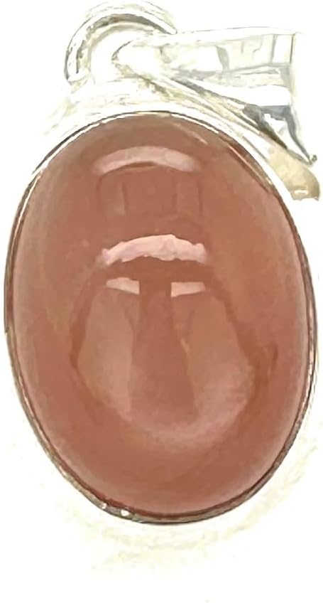 Natural Peach Moonstone 925 Solid Sterling Silver Pendant 25mm - Image 3