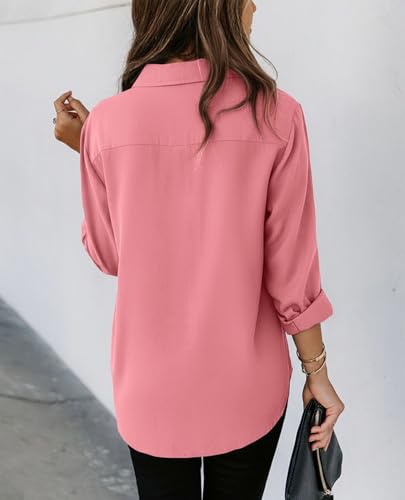 Image of siliteelon Striped Button Down Shirts Women Cotton Long Sleeve Work Blouses