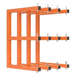 4 PACK Lumber Rack Wall-Mounted Lumber Storage Rack, Heavy Duty Wood Storage Racks With 6-Level System, 1320 LB Sturdy Garage Wood Organizer, Hanging Orange Lumber Metal Racks for Indoor & Outdoor