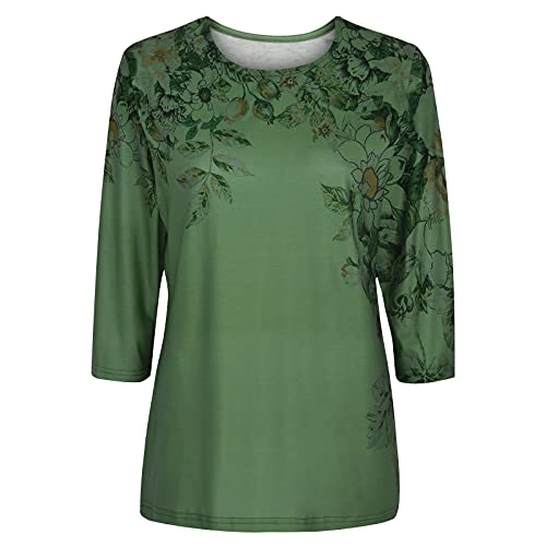 Lastesso Womens Summer 3/4 Sleeve Tops Dressy Crew Neck Printed T Shirt Blouse Trendy Casual Tie Dye Blouses Shirts #TOP3