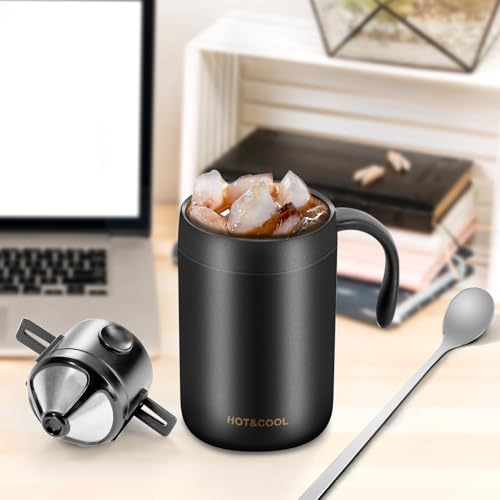 Image of MACIFECI 16oz Camping Coffee Maker Pour Over Coffee Maker Camping Coffee Pot Portable Coffee Maker for Travel Camping Offices Backpacking Outdoor (Black)