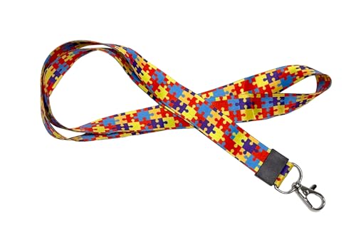 Cordão Para Autismo e Deficiências Ocultas Engate Mosquetão (Quebra-Cabeça Amarelo)