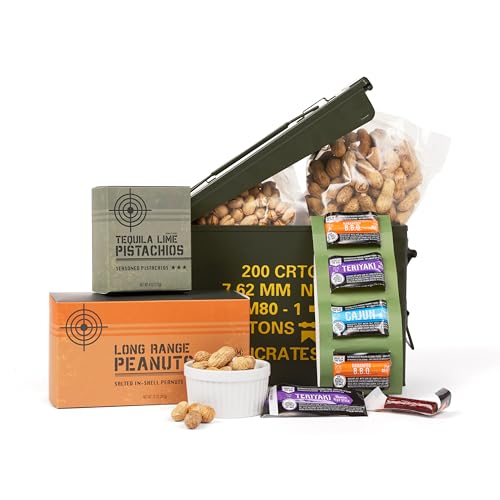 Man Crates Premium Snack-munition Ammo Can – Includes 3 Meat Stick Flavors and Nuts – Ships In A Glorious, Steel Ammo Can – Ultimate Gift for Meat Lovers