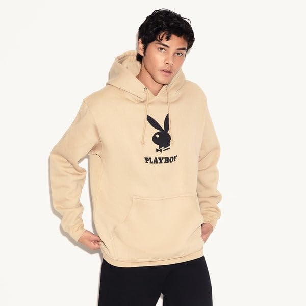 Playboy Bunny Logo Hoodie – Men’s Pullover Fleece Sweatshirt with Heavyweight Cotton Blend, Fleece-Lined Hood, and Durable2