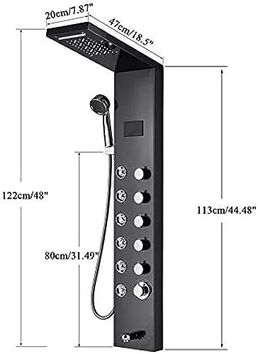 Columna de Ducha Digital con Pantalla de Temperatura, Torre de Ducha de Acero Inoxidable, Panel de Ducha con Chorro Cascada y Masaje miniatura 2