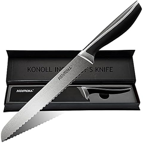KONOLL Bread Knife 8-Inch serrated Bagle knife Germany High Carbon Stainless Steel Cake Slicing Cover