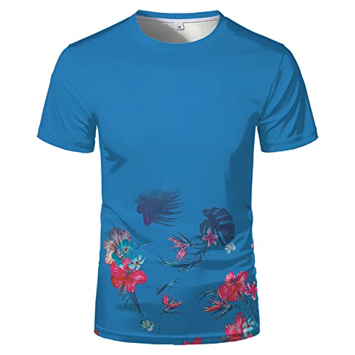 XHXJFGBKUnisex Color Azul Flores Elegante 3D Color Impreso Cuello Redondo Diseño Sudadera Unisex Cover