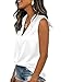 White Sleeveless Shirts for Women Button Down Blouses Summer Work Office Collared Tank Tops (Small, 2017_White)