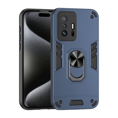 Compatible with Xiaomi 11T Phone Case Series Rugged, Shockproof Protective Cover with Built-in Metal Ring Stand, Compatible with Magnetic Car Mount- Blue