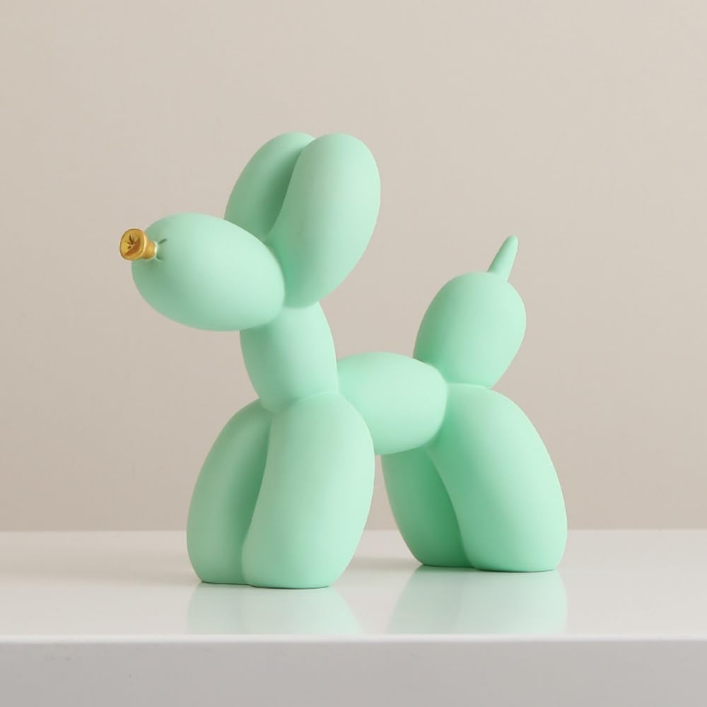 Cute Resin Dog Statue Decorations are Suitable for Modern Desktop Decoration, Home, Bedroom, Living Room, and Office Decoration (Light Green)