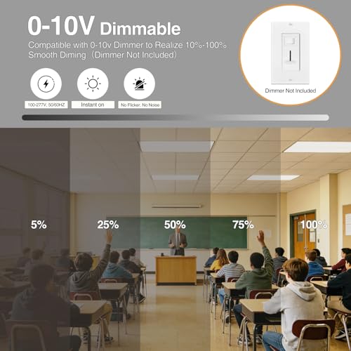 Image of 2x4 LED Flat Panel Light,Selectable 5CCT,0-10V Dimmable,9360LM,6Pack