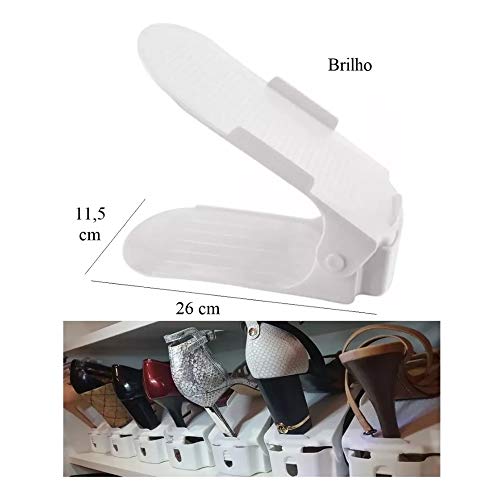 Kit 10 Organizadores de sapato, saltos e tênis com regulagem de altura - Branco