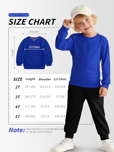 HXP 4 Pack Toddler Boys Sweatshirts Toddler Cotton Long Sleeve Pullover Sweatshirts Kids Boys Crewneck Tops Shirts2