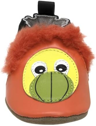 Robeez Baby Boys and Girls NBA Basketball Team Soft Soles Slip-Resistant Crib Shoes Slippers for Infant and Toddler,Miami Heat Burnie Orange Leather,18-24 Months Toddler