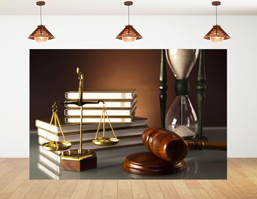 10x5ft Justice and Law Symbols Backdrop Legal Inspired Photography Background for Courtroom Events Professional Shoots and Timeless Home Decorations Party Banner Photo Booth Props