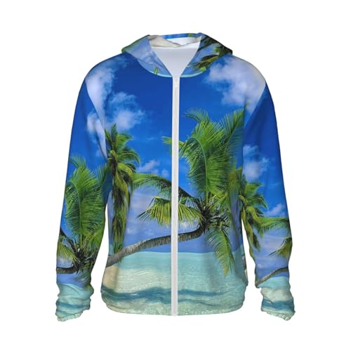 Maldives Bay Summer Pacific Holiday Sun Protection Hoodie Zip Rash Guard Long Sleeve Shirt for Mens Womens