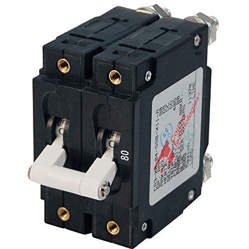 Blue Sea Systems 7256 C-Series White Toggle Double Pole 80A Circuit Breaker
