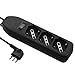 Electraline 61999 Multipresa 3 Posti polivalenti, Cavo 1.5 m, Spina Piccola 10 A, 3 Posti, Nero