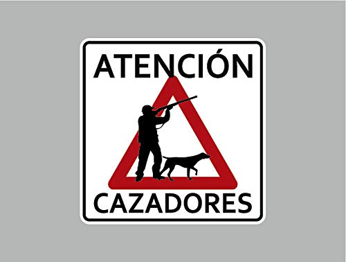 Oedim Pack 10 Señal de Atencion Cazadores | 40x40cm | Finca Privada, Coto Privado, Caza Activa | Señaletica en Material Aluminio Blanco Resistente de 3mm | Duradera y Económica