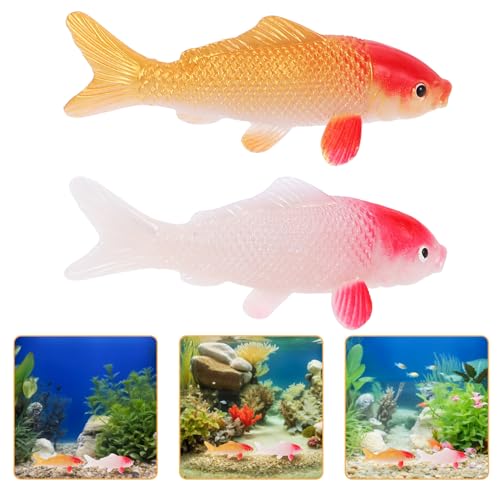 TOYANDONA Künstlicher Koi Fisch Schwimmende Aquariendekorationen Realistische Fisch-Stütze Goldfisch Figuren Fischtankzubehör Miniatur Dekor Für Aquarium Haus- Und Gartendekoration 2 Stück