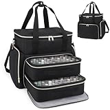 Nail Polish Organizer Case Holds 96 Bottles (15ml/0.5 fl.oz) and a Nail Dryer,Gel Polish Case Bag with 2 Removable Pouches,Nail Supplies Organizer for Nail Technicians & DIY Manicure Lovers,Black