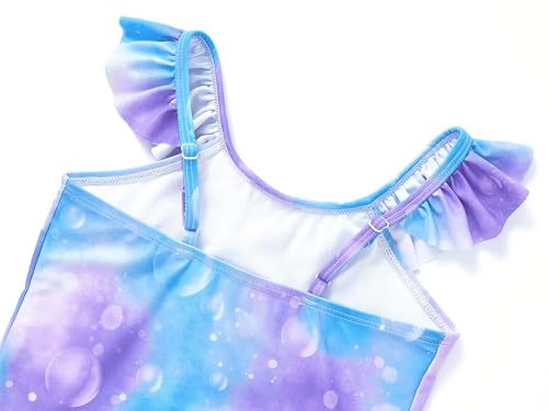 Image of Dvenki Toddler Girls One Piece Swimsuit Adjustable Straps Sizes 2T-10 | quick-dry swim fabric, skin-friendly, ruffle neckline, leopard, check, mermaid prints, swimwear for beach, pool, summer party