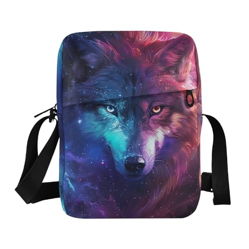 Crossbody Bag 4wolf Animal Celestial Elements Messenger Bag for Women Men Purse Shoulder Bag Satchel Bag with Adjustable Strap 214B619
