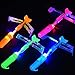 JX Rocket Slingshot Flying Toys with Led Lights,12Pcs LED Arrow Helicopters + 12Pcs Launchers,Summer Outdoor Game LED Slingshot Toy for Kids, Glow in The Dark Kids Party Supplies