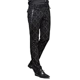 Devil Fashion Gothic Long Pants for Men Victorian Jacquard Casual Dress Pants Black Party Trousers