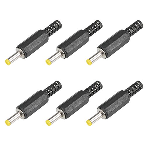 Image of sourcing map 6Pcs DC Male Connector 4.0mm x 1.7mm Power Cable Jack Adapter Black