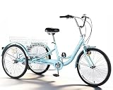 Tricycle Adult Bicycle, 24 Inch 3-Wheel Bikes with Child...