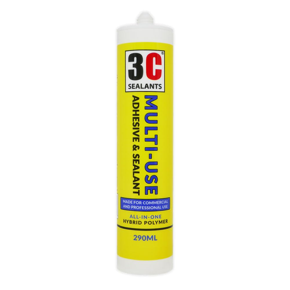 3C Sealants Multi-Use Adhesive & Sealant 290ml White RAL 9010 - All In One MS Polymer Construction Sealant & Glue, Anti-Mould, Paintable, UV Resistant, Waterproof, Interior & Exterior Use