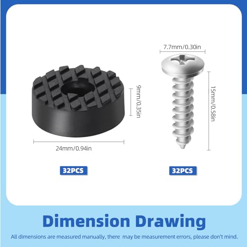 Glarks 32Pcs Screw-On Rubber Feet Set - Image 2