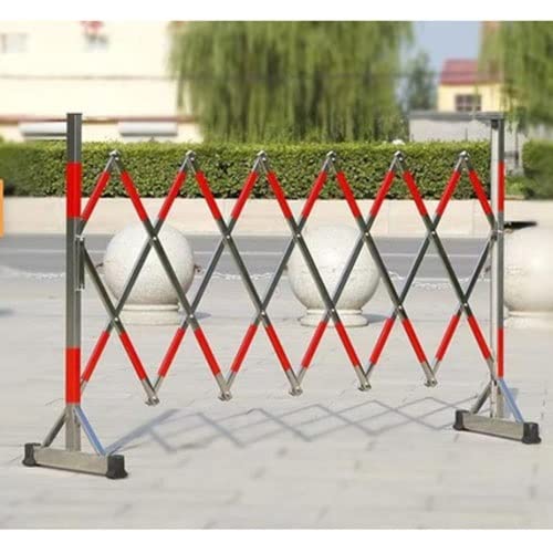 Expanding Mobile Safety Barrier - Portable Expanding Barricade - Stainless Steel Safety Barrier Gate - Traffic Fence for Hospitals, Garages, Work Zones (Red Silver)