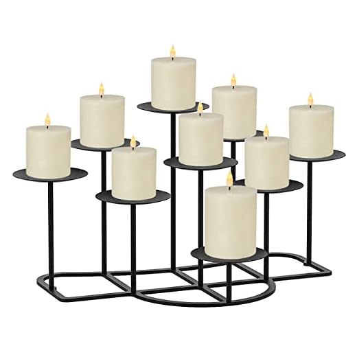NiceAI Candle Holders for Pillar Candles Improved Modern Fireplace Candelabra Wedding Decoration Candle Stands for Flameless Candles Table Centerpiece Candlesticks Sturdy Iron Pack of 9 Black