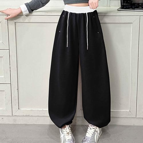 Girls Sweatpants Straight Wide Leg Open Bottom Casual Pants Elastic Waist Workout Athletic Joggers Pocket Sweat Pants2