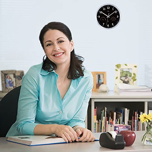 Atomic Wall Clock With Hygrometer And Thermometer Radio Wave Analog Clocks Battery Operated Round Easy To Read For Living Room Bathroom Kitchen Lanai Home Office School Travel Trailer 10'' Silver #TOP1