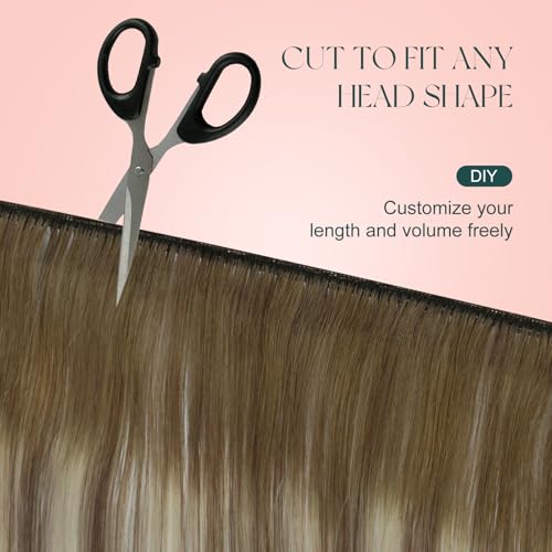 Image of Easyouth Weft Hair Extensions Balayage Hair Extensions Sew in Dark Brown to Light Brown Ombre with Blonde Soft and Smooth Weft Hair Extension Real Human Hair 18 Inch 100G