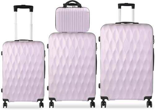 Lishetimig Luggage Sets 4 Piece Travel Suitcase Set with ABS Hard Shell Luggage, Secure TSA Lock with 360° Spinner Wheels, 14" 20" 24" 28" Case-Airline Approved (Purple)