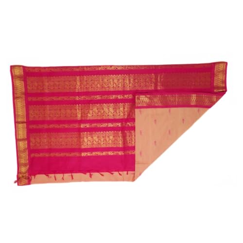 Image of Pure Kalyani Cotton Saree | Zari Border & Blouse Piece - Lata Gadwal Design | Traditional Saree