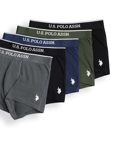 Image of U.S. Polo ASSN. Mens ET004 Anti Microbial Cotton Stretch Essential Underwear Trunk -Pack of 5