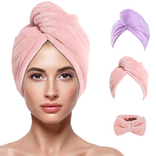 TuXHui Microfiber Hair Towel Wraps for Women, Super Absorbent Anti-Frizz Hair Drying Towels Quick Dry Hair Turbans for Drying Curly, Long, Thick Hair