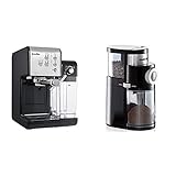 Breville PrimaLatte II Kaffee- und Espressomaschine | italienische Pumpe mit 19 Bar Schwarz/Silber & ROMMELSBACHER Kaffeemühle EKM 200, Füllmenge Bohnenbehälter 250 g, 110 Watt, schwarz
