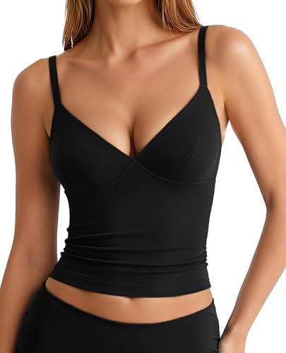 Avidlove Women's V Neck Camisole Tank Tops Cami Crop Y2K Double
