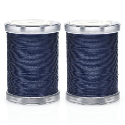 Image of Selric 300Yards Extra Strong Bonded Nylon Thread for Leather Sewing, Navy Blue Heavy Duty Upholstery Thread for Heavy Fabric (2 Spools)-Navy Blue