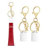 Sonnorel Lip Gloss Keychain Compatible for Summer Fridays Lip Balm, Lipgloss Cap and Holder Set 2 SET (White Cap,Gold Keychain)