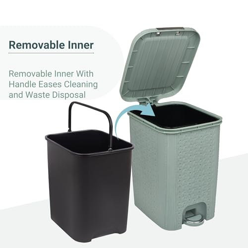 Image of FLAIR Ultra Home Pedal Trash Bin - 8L Medium Dustbin with Inner & Lid | Unbreakable Plastic, Odor Control, Lightweight | Non Garbage Smell | Perfect for Bathroom, Kitchen & Office (Mint Green)