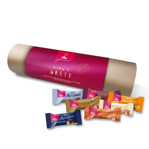 Viba Nougat-Auswahl, Viba's Beste, Geschenk-Rolle (Viba's Beste, Nougat-&-Marzipan-Auswahl, 442,5 g, 40 verschiedene Nougat oder Marzipan Minis)