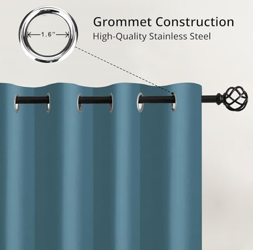 Image of Cloth Fusion 75% Blackout Door Curtains 9 Feet Long Set of 2, Room Darkening Parda with Stainless Steel Grommets for Home Decor (9x4 Feet, Sky Blue)