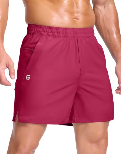 Image of GGJ Men's Lightweight Athletic Shorts with 2 Zipper Pockets 7 inch /9 inch /5 inch Gym Workout Running Quick Dry Tennis Shorts for Men